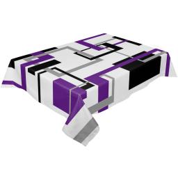 Toalha de mesa quadrada geométrica abstrata, preto e roxo, impermeável, arte moderna, decoração do partido, retângulo toalha de mesa, mesa de cozinha - Image 2