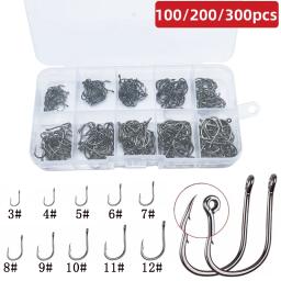 Novo 100/200/300 peças/caixa isca de pesca de carpa de aço carbono de alta qualidade anzol afiado 10 tamanhos disponíveis - Image 1