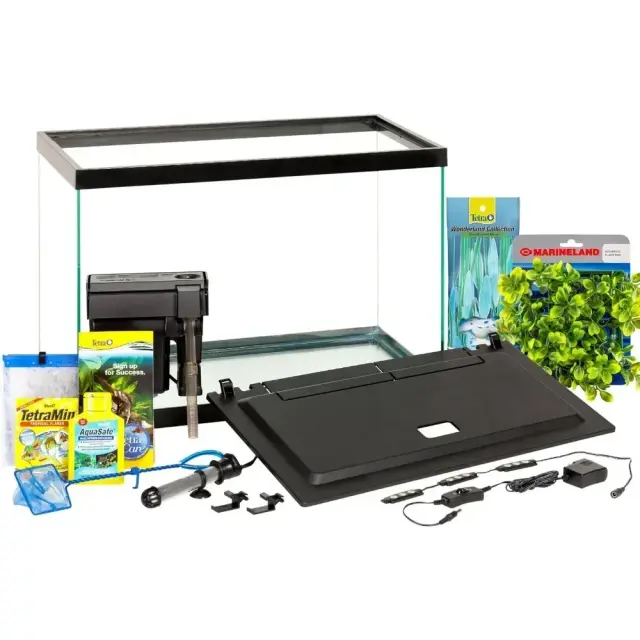 Mini Kit de Aquário de 20 Galões com Iluminação LED e Decoração para Peixes - Acessórios Ideais para Pet