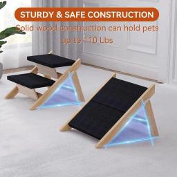 Rampa dobrável antiderrapante para animais de estimação, Escadas de cama para cães e gatos, Escada de cama leve para cães, Escalada 2 em 1 - Image 2