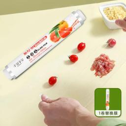 Saran-Microwavable Cling Film Wrap com cortador deslizante removível, Filme plástico transparente de embrulho de alimentos, Mantenha o alimento Fres - Image 5