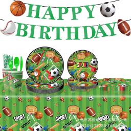 Futebol Americano Esportes e Futebol Partido Louça Descartável, Toalha De Mesa, Prato De Aniversário, Guardanapos, Baby Shower Decorações - Image 1