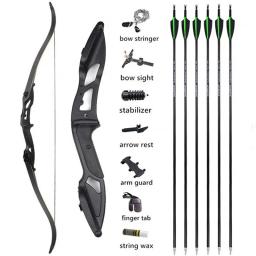 Arco e flechas recurvas para tiro com arco, 30 a 50lbs conjunto de lojas para arco da mão direita de adulto com 6 peças de flechas de carbono, acessórios de caça - Image 3