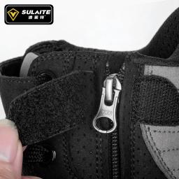 Homens botas de motocicleta respirável anti-queda piloto de corrida de estrada sapatos casuais botas mudança de engrenagem sola de borracha reflexiva sapatos de moto - Image 3