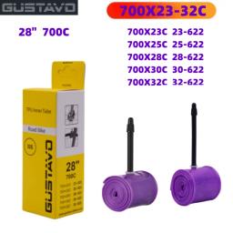 Tubo interno de bicicleta GUSTAVO TPU 700C 700x23 25 28 32C Tubos de pneus de bicicleta de estrada 45 65 85mm de comprimento FV super leve - Image 1