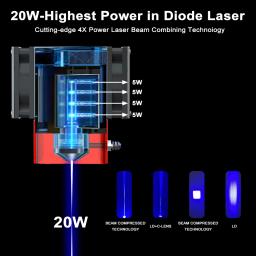 ZBAITU CNC Laser Cutter Gravador, Impressora Logo DIY, Máquina De Gravura De Metal De Madeira, Ferramentas Bomba Compressor, 16W, 20W, 10W - Image 4