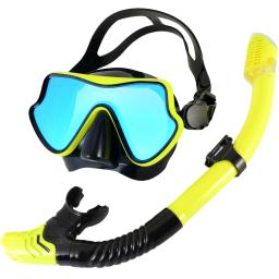 Conjunto de máscara de snorkel de silicone, óculos de natação, kit de treinamento de mergulho, lente colorida, visão ampla, vidro temperado, anti-vazamento, adultos - Image 5