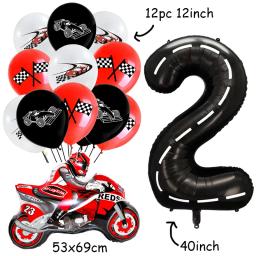 Conjunto de balões para decoração de festa de aniversário, cor preta, 40 polegadas, carro de corrida, motocicleta, para menino - Image 3