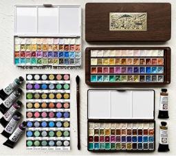 Tinta Aquarela Daniel Smith Pearlescent, Aquarela Cintilante, Paleta Iniciante Portátil, Artigos de Arte, Original, 48 Cores, 1ml - Image 1