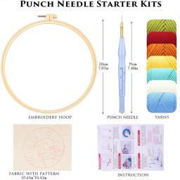 GATYZTORY-Punch Agulha Bordados Starter Kits, Animal DIY Agulha Artesanato, Fornecimento de Arte para Adultos, Iniciante Hoop Yarn, Rug Tool Set - Image 3
