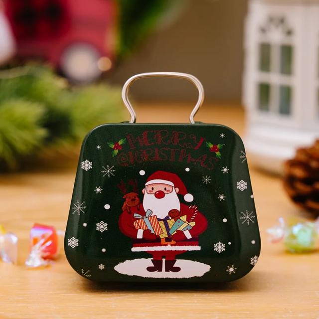 Caixa de Presente de Lata para Natal - Recipiente Quadrado para Doces e Armazenamento Festivo para o Ano Novo