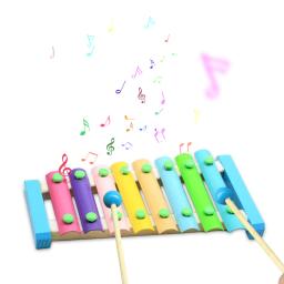 Instrumento de percussão xilofone para iniciantes, 8 notas, de madeira com 2 baquetas, chaves coloridas, pequeno, perfeito - Image 1