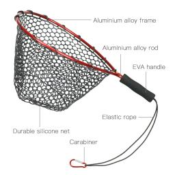 Rede de pesca com alça eva, em liga de alumínio, vara de pesca, com cinta elástica e mosquetão, acessórios para pratos de pesca - Image 3