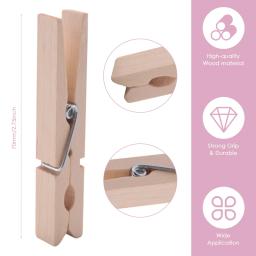 Heavy Duty Outdoor Clothespins com Primavera, Prendedores de roupa de madeira para artesanato e roupas penduradas no varal Lavanderia - Image 3