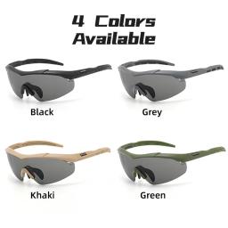 Conjunto de óculos tático com 3 lentes, à prova de vento, poeira, cs, tiro militar, à prova de balas, óculos de sol para motocicleta, montanhismo - Image 3