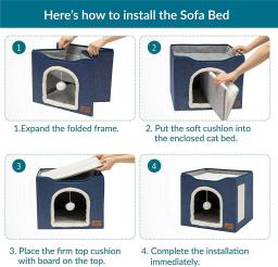 Camas de cama para gatos de interior, caverna grande gato, Pet Cat House com bola fofa pendurada e Scratch Pad, Kennel Pet Nest - Image 6