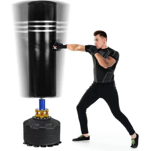 Saco de Boxe Pesado com Ventosa e Perfuração Independente para Adulto - Preto 69" e 220lb