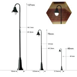 Miniatura Street Lamp Modelo, Luzes LED, HO Trem Ferroviário, Construção Cena Layout Material, Diorama Kits, 12V, 4.6-13.7cm, 3Pcs - Image 3