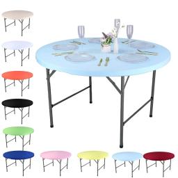 Rodada Elástica Equipado Cobertura De Mesa, estiramento Sólido, Simples Bar Toalha De Mesa Exposição, Banquete De Casamento, Piquenique Decoração Do Partido - Image 6