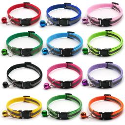 2 pcs/pacote 12 cores reflexivo ajustável gatos e pequenos cães coleiras com sinos suprimentos para animais de estimação - Image 4