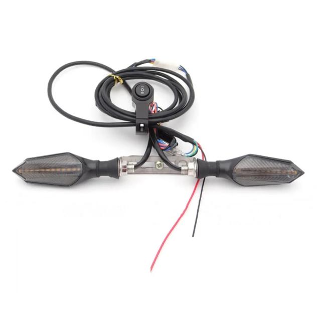 Conjunto de Luzes LED à Prova d'Água para Bicicleta Elétrica - Luz Dianteira e Traseira Piscando com Sinais de Giro Dinâmicos para E-Bike e Trotinete 48V e 60V