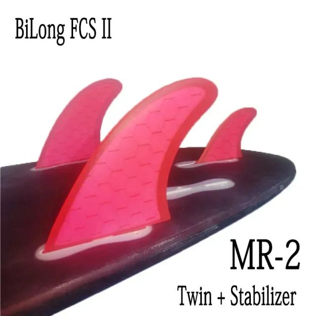Conjunto de Quilhas BiLong-Fins para Pranchas de Surf FCS MR-2 Grande com Twin, Estabilizador e MR Tri Fins em Performance Core - 3 Peças