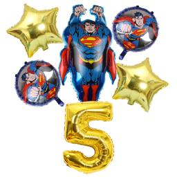 6 pçs dc super-herói tema festa balões de ar conjunto superman 32 polegada número folha balão meninos decorações aniversário crianças festa suprimentos - Image 6