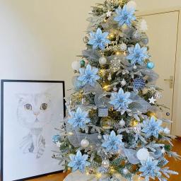Glitter Flores Artificiais De Natal, Grande Xmas Tree Flower, Ornamento Pendurado, Decoração de Casa, Ano Novo, 5 pcs, 10pcs - Image 5