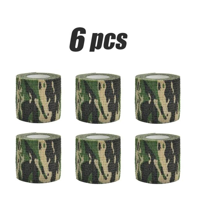 Fita Elástica Camuflada Impermeável para Caça ao Ar Livre - Auto-Adesiva, Disponível em 1, 6 ou 12 Peças