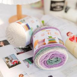 Fio de algodão arco-íris, Linha de algodão com leite, Acrílico DIY Tecido à Mão, Cachecol Cobertor e Camisola Crochet, 5 Vertentes, 100g - Image 6