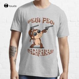 Pew Pew Madafakas Macaco Engraçado Com Armas T-Shirt De Algodão Camiseta Personalizada Aldult Teen Unisex Impressão Digital Camisetas Xs-5Xl - Image 1