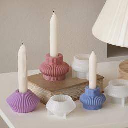 Silicone listrado Castiçal moldes, redondo, artesanato fazendo, gesso, concreto, lanterna, resina, decoração de casa - Image 4