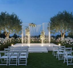 Arco de casamento frisado em forma de S com luzes LED cenário de palco para festa de noivado decoração foto pano de fundo - Image 1