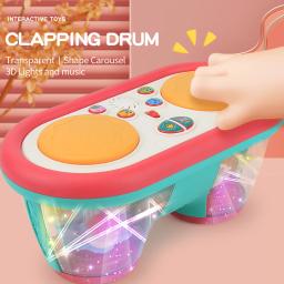 Brinquedo de tambor musical com luzes e sons girantes, mudança de cor, luz noturna, projetor de tambor, música calmante - Image 1