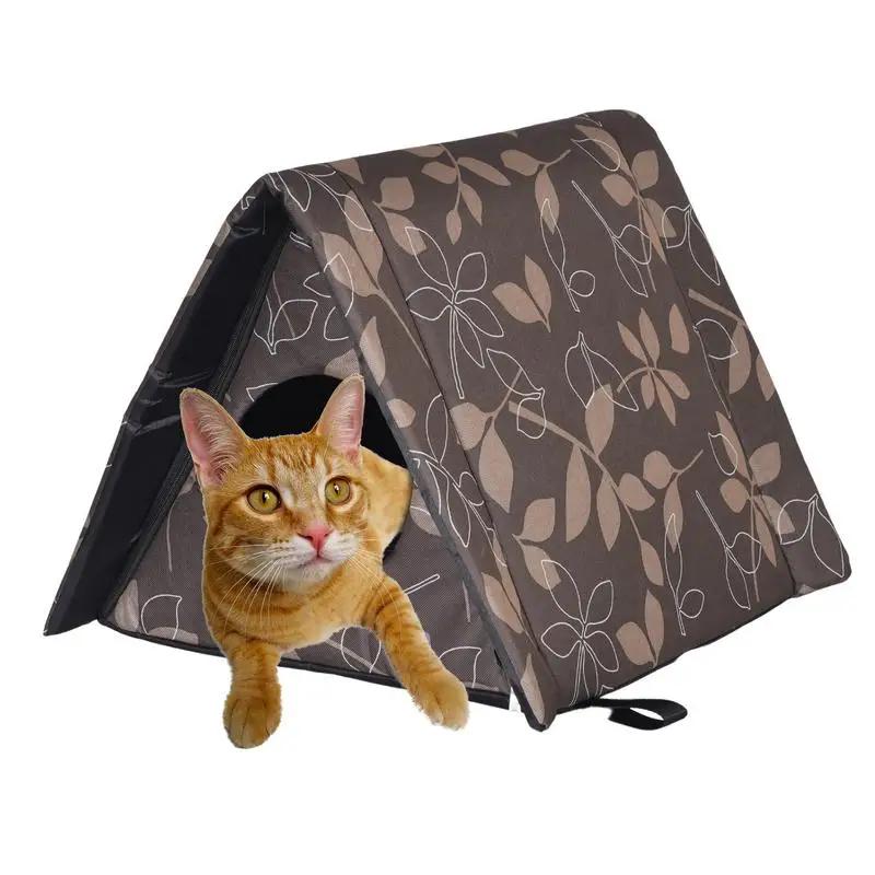 Casa exterior impermeável do animal de estimação | abrigos vadios dobráveis & destacáveis | triangular da maca da forma casa do gato do cão - Image 1