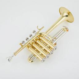 Bb Piccolo Trompete Profissional, Brass Gold Silver Lacquer Surface Trompete, Alta Qualidade Monel Piston - Image 3