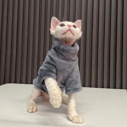 Gola alta coral quente para gatos, roupas de gato sem pêlos, colete Sphynx de inverno, roupas de gatinho, acessórios para animais - Image 5