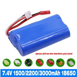 Bateria de lítio para Udi U12A Syma, peças do modelo do barco de RC, 7.4V, 3000mAh, 2S, 18650, S033g, Q1, H100, H101, H102, FT009, EL-2P, SM, plugue JST - Image 1