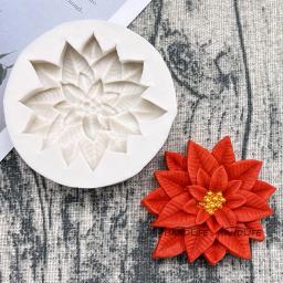 Silicone Sugarcraft Mold of Christmas Flower, Ferramentas De Resina, Cupcake Baking Mould, Fondant Bolo, Ferramentas De Decoração, Poinsétia - Image 3