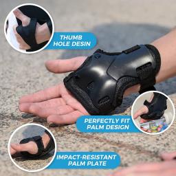 Juummp 6 pçs conjunto de equipamentos de proteção patinação joelheiras cotovelo almofada pulso protetor de mão para adultos crianças ciclismo rolo escalada na rocha - Image 5