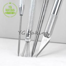 4 estilos 7 pinos/faca de escultura/agulha de aço inoxidável argila polímero diy bolo escultura ferramenta ferramentas decoração do bolo suprimentos cozinha - Image 1