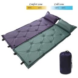 Auto-inflar ultra leve esteira de acampamento colchão de ar automático cama de acampamento esteira de piquenique dobrável almofada de dormir inflável com travesseiro - Image 3