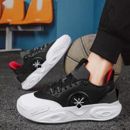 Tênis de basquete antiderrapante e absorvente de choque masculino, chão de cimento, tapete respirável, tênis esportivo de combate real para estudantes - Image 3