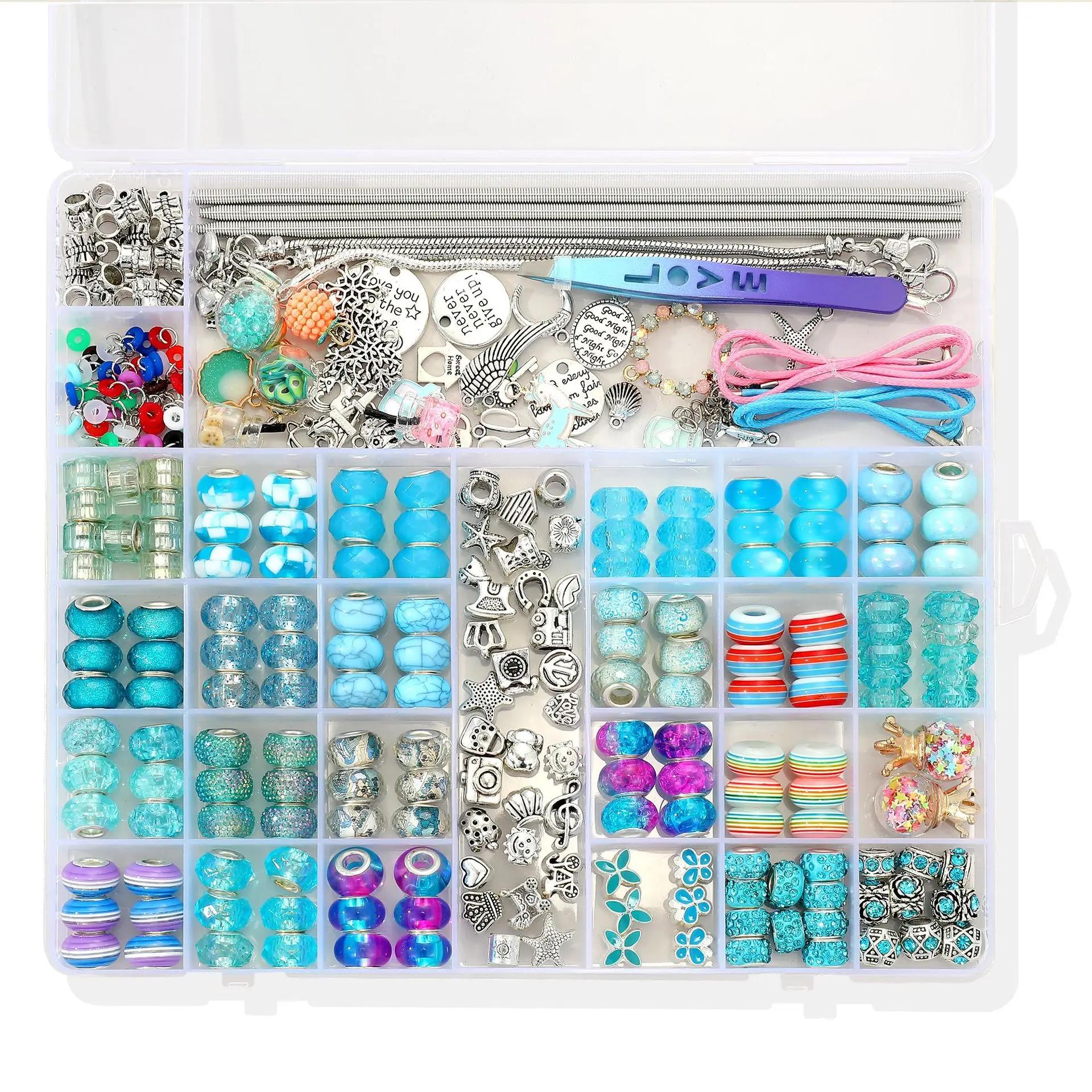 Diy contas para fazer jóias kit 305 pçs liga acrílico artesanal encantos pulseira acessórios conjunto de presente natal para a menina - Image 1