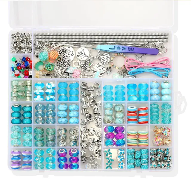 Kit DIY de Contas e Acessórios para Fazer Jóias - 305 Peças em Liga e Acrílico para Pulseiras e Encantos de Natal para Meninas