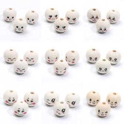 Dos Desenhos Animados Sorridente Rosto Contas De Madeira para Bordados, Artesanato DIY, Ornamentos Para Casa, Jóias Fazendo Acessórios, 10PCs, 20mm - Image 1
