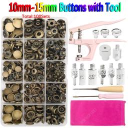 Kits de botões de pressão de metal com prendedor, alicate de instalação de botões, acessórios de costura para roupas, jaqueta, artesanato de couro - Image 3
