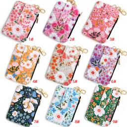 Pulseira de contas de silicone, bolsa de couro, chaveiro wristlet, pulseira carteira, impresso floral, Fragmentado ID Bag, 2024 - Image 3