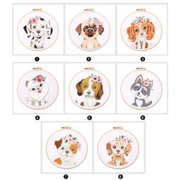 Dog Bordados Starter Kit para iniciantes, DIY Cross Stitch Set, Flor Impresso Arte De Costura, Artesanato Pintura, Home Decor, Valentine Gift - Image 6