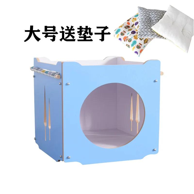 Camas para cães de madeira para cães grandes estável cama para animais estimação gato rede filhote de cachorro acessórios do cão criativo galpão casa canil fácil montagem - Image 1